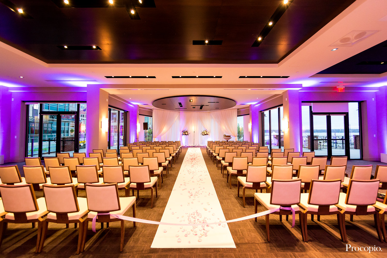Washington National Harbor, The Sunset Room, Washington DC, wedding colors are purple, pink, and white, rain on your wedding day, indoor ceremony, indoor reception, fall wedding, Procopio Photography, best top Washington DC photographer, best top Maryland photographer, best top Virginia photographer, best top DMV photographer, best top wedding photographer, best top commercial photographer, best top portrait photographer, best top boudoir photographer, modern fine art portraits, dramatic, unique, different, bold, editorial, photojournalism, award winning photographer, published photographer, memorable images, be different, stand out