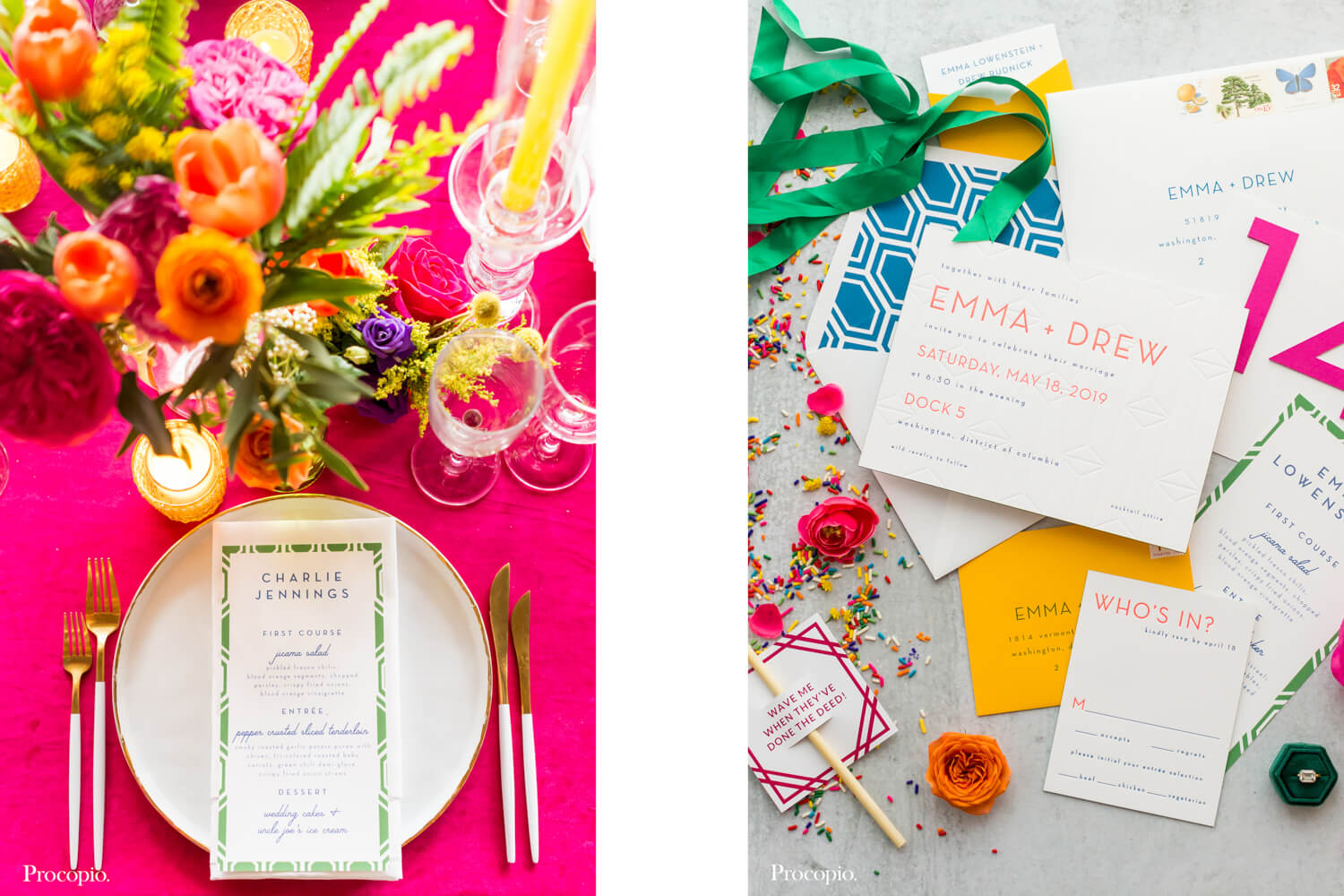Invitations and place setting from A.Dominick Events - best Washington DC wedding planner