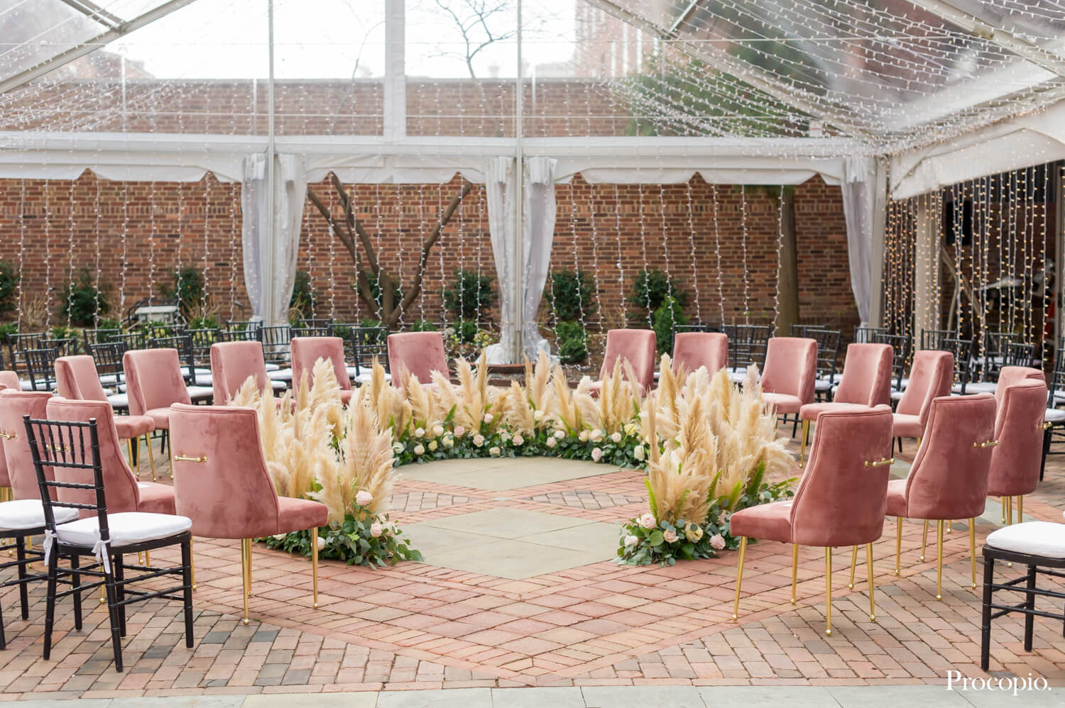 Pink circle ceremony site - Arney Walker - best Washington DC wedding planner - photo by Procopio Photography